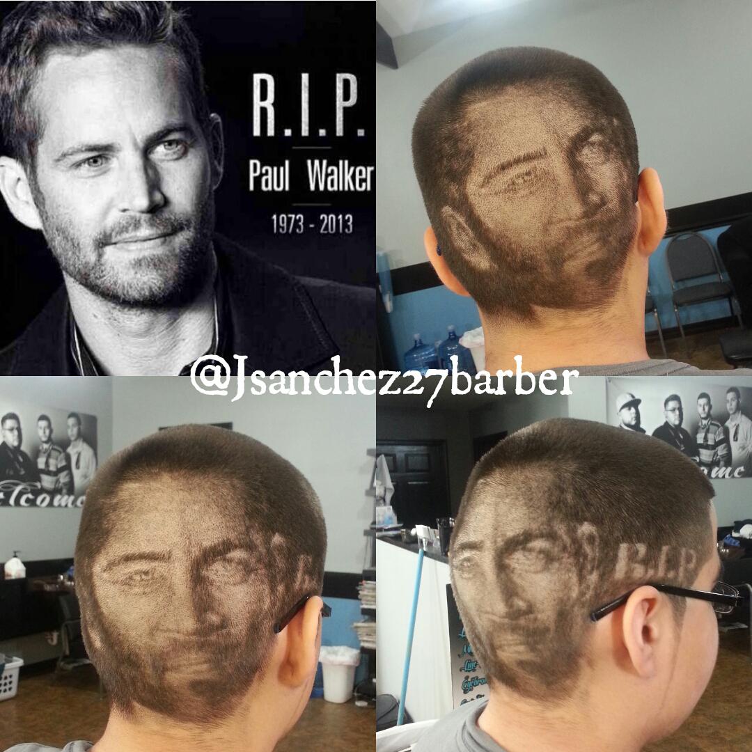 Done by Jhonatan Sanchez. "I'm 22 years old and I'm a Barber cutting out of RoundLake, Illinois. I did this portrait of Paul Walker on hair no color was added to enhance. I'm a big fan of the fast and the furious movies its hard to believe that Paul Walker past. I'm an artist with paper or without as you can see."
